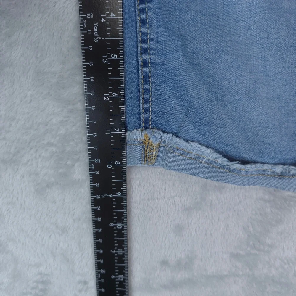 Justice‎ Denim Shorts Girls 12 Blue Distressed Frayed Hem Stretch Bermuda